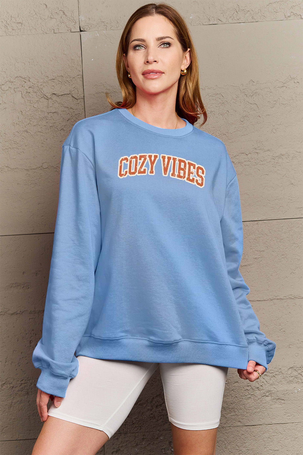 Full Size COZY VIBES Graphic Sweatshirt