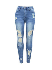 Distressed Buttoned Jeans with Pockets