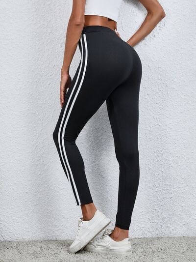 High Waist Striped Cropped Leggings