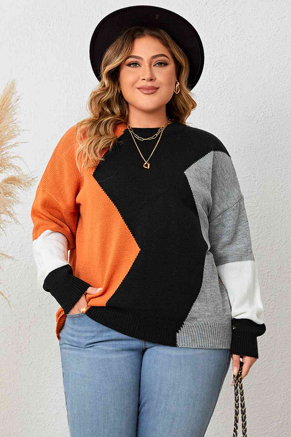 Juliette Color Block Round Neck Knit Top