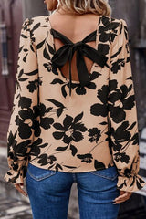 Printed Tied Flounce Sleeve Blouse