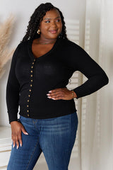 Full Size V-Neck Long Sleeve Cardigan