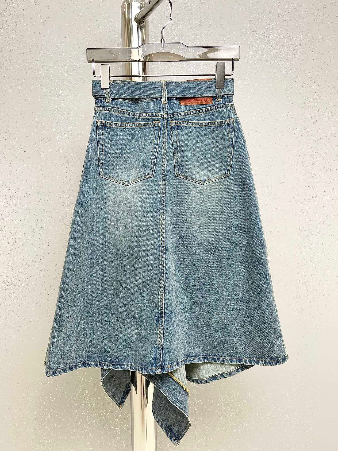 Doing The Most Hollow-Slit Denim Skirt