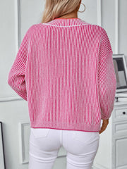 Striped V-Neck Long Sleeve Sweater