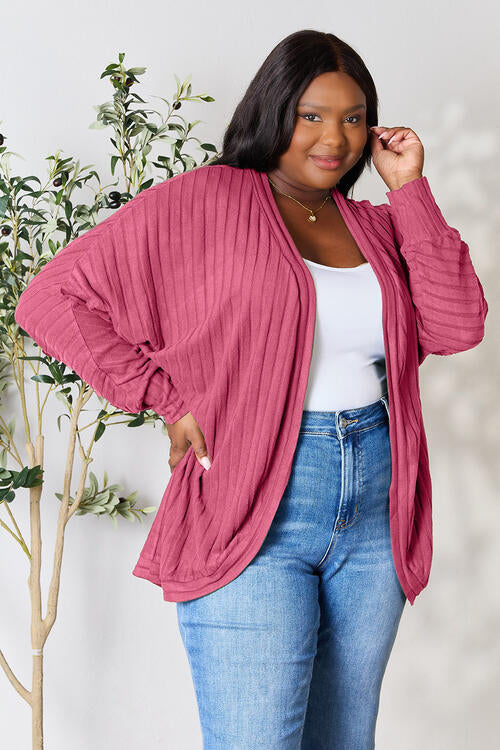 Full Size Ribbed Cocoon Cardigan