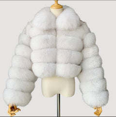 Hot Cocoa Fox Fur Stitching Coat