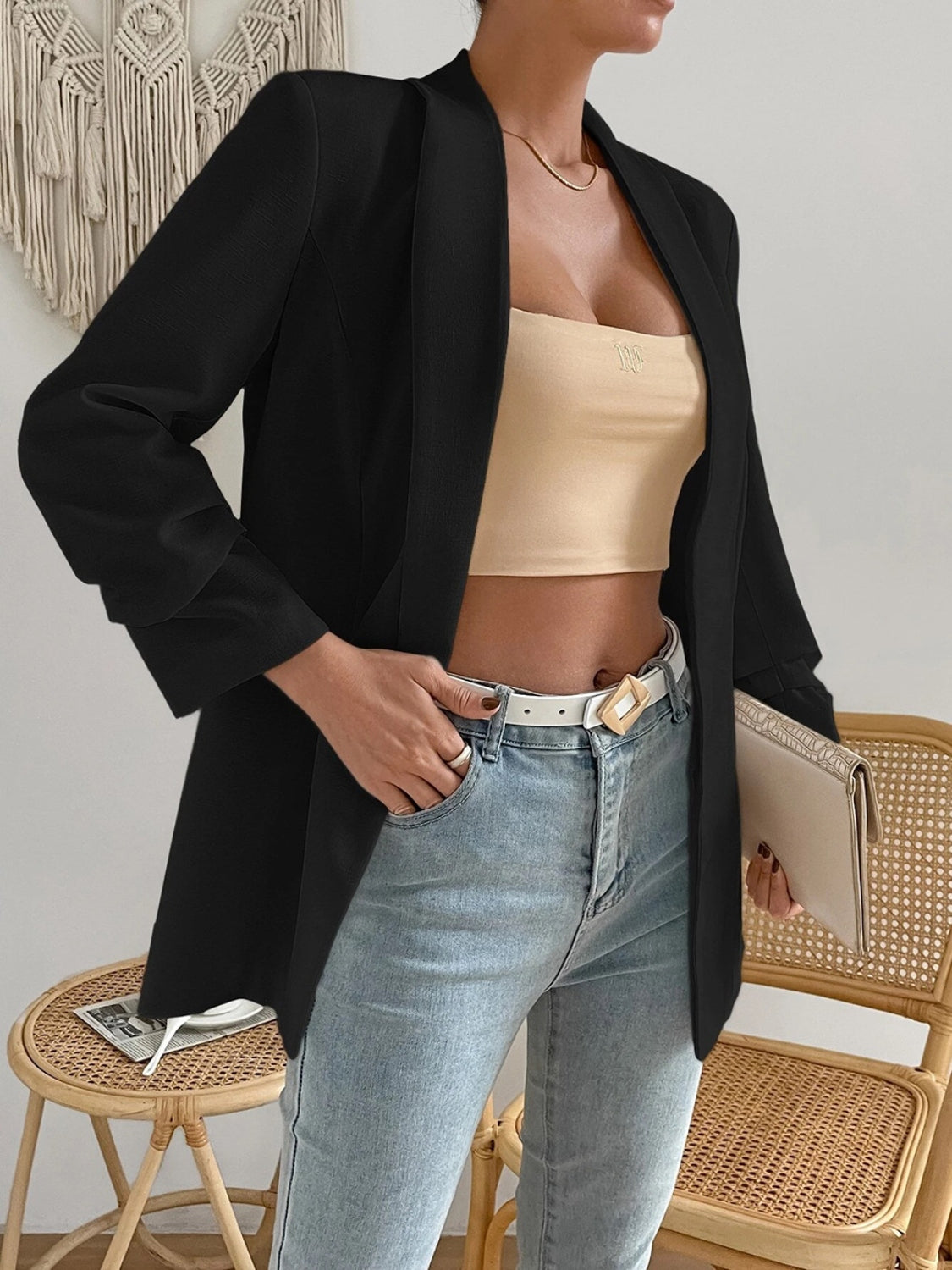 Shawl Collar Long Sleeve Blazer