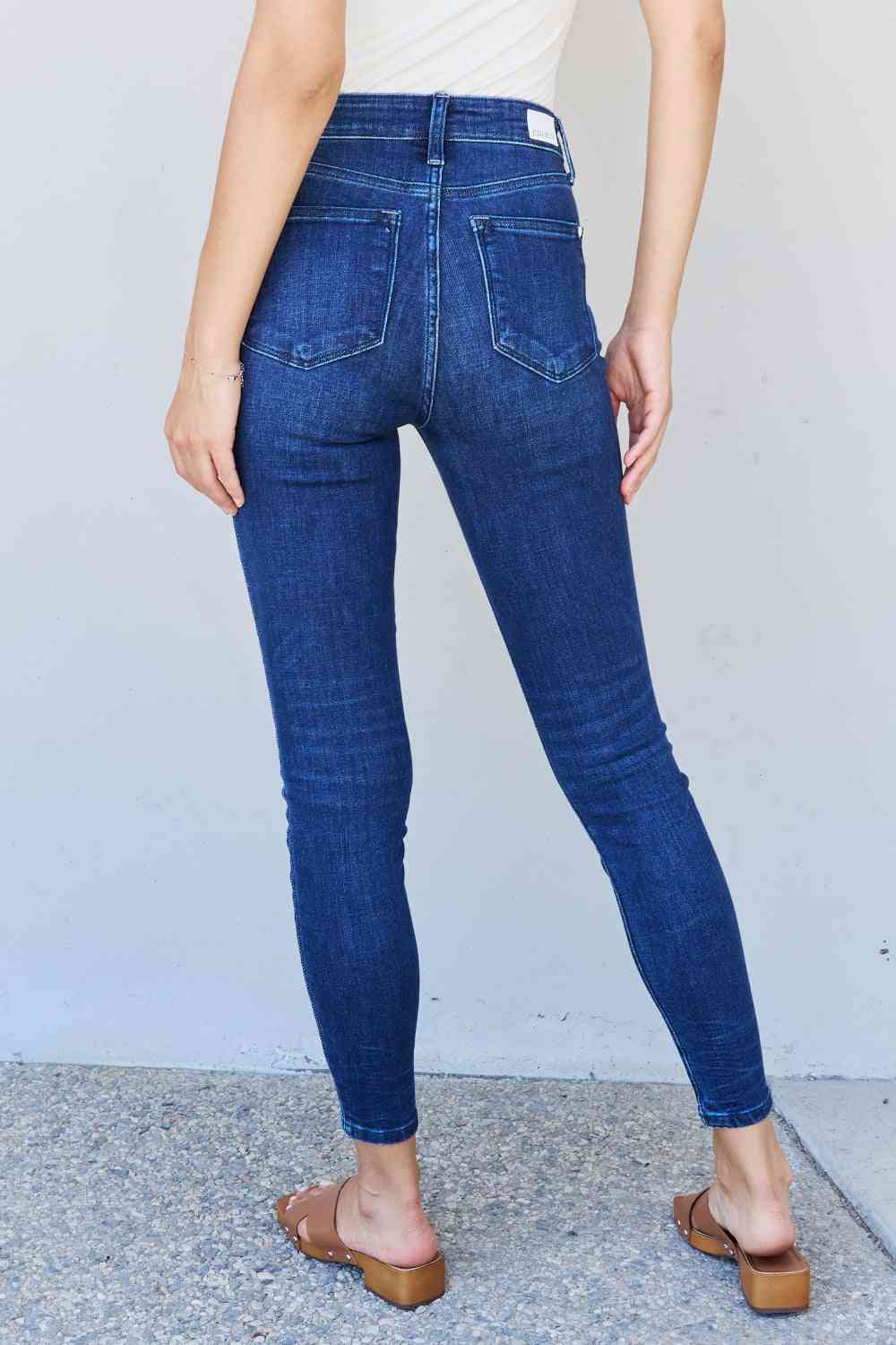 Marie Full Size Mid Rise Crinkle Ankle Detail Skinny Jeans