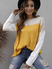 Color Block Round Neck Sweater