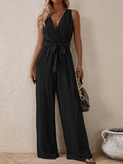 Surplice Sleeveless Wide Leg Jumpsuit