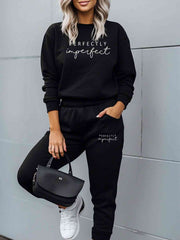 PERFECTLY IMPERFECT Graphic Sweatshirt and Sweatpants Set