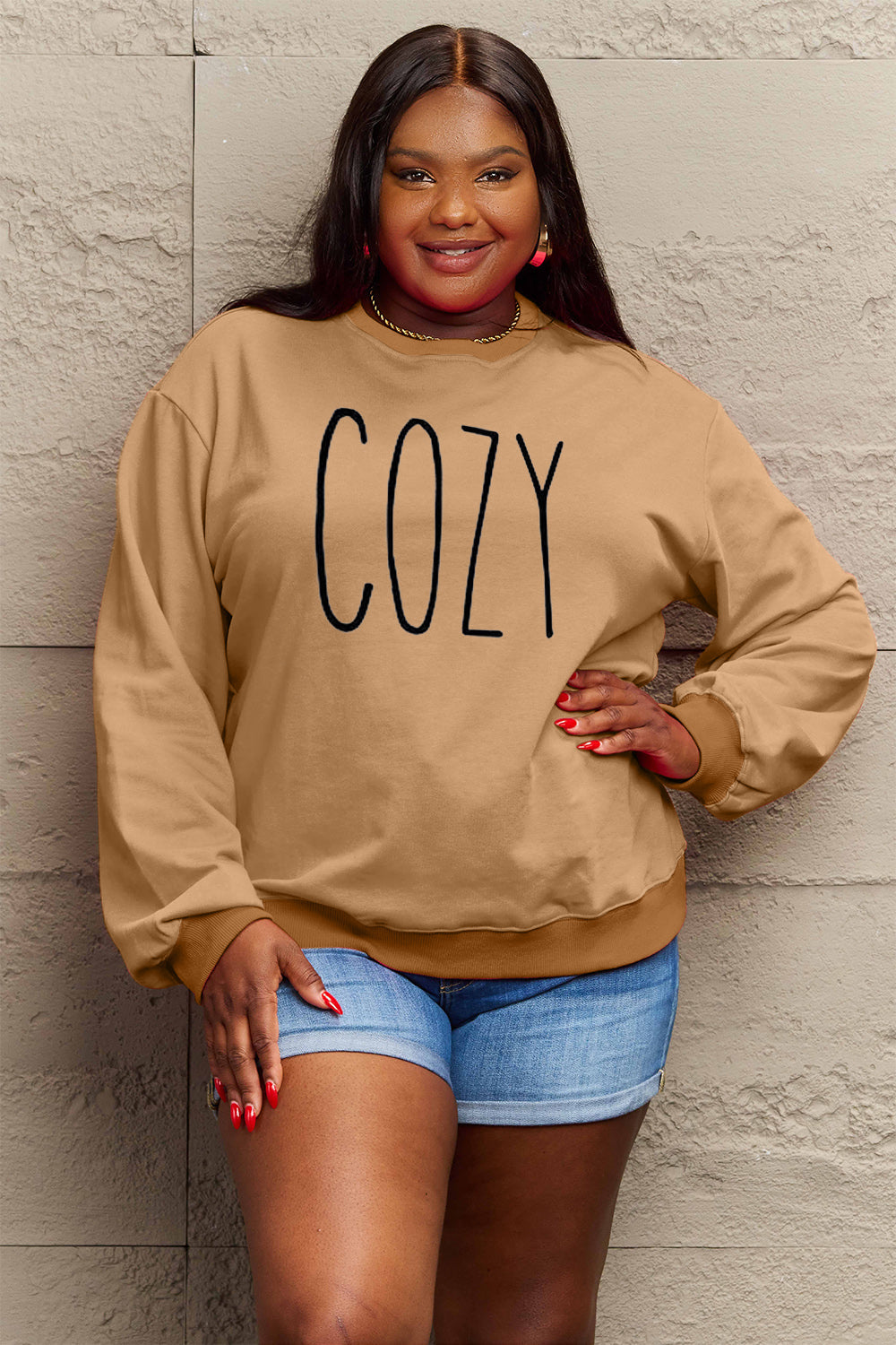 Full Size COZY Graphic Sweatshirt