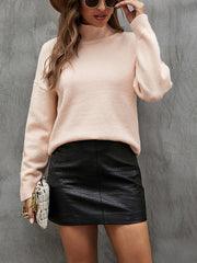 Button Detail Mock Neck Sweater