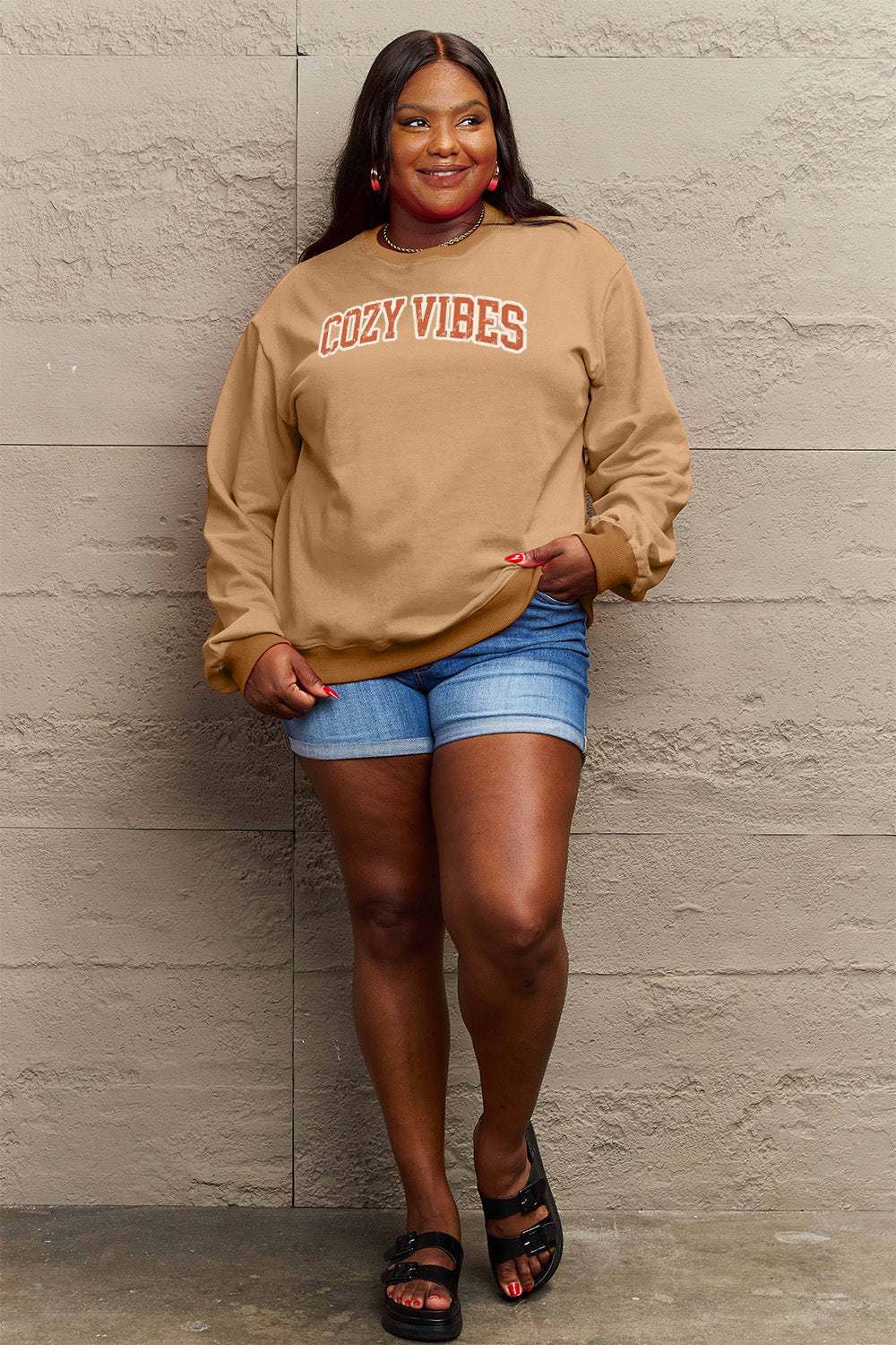 Full Size COZY VIBES Graphic Sweatshirt