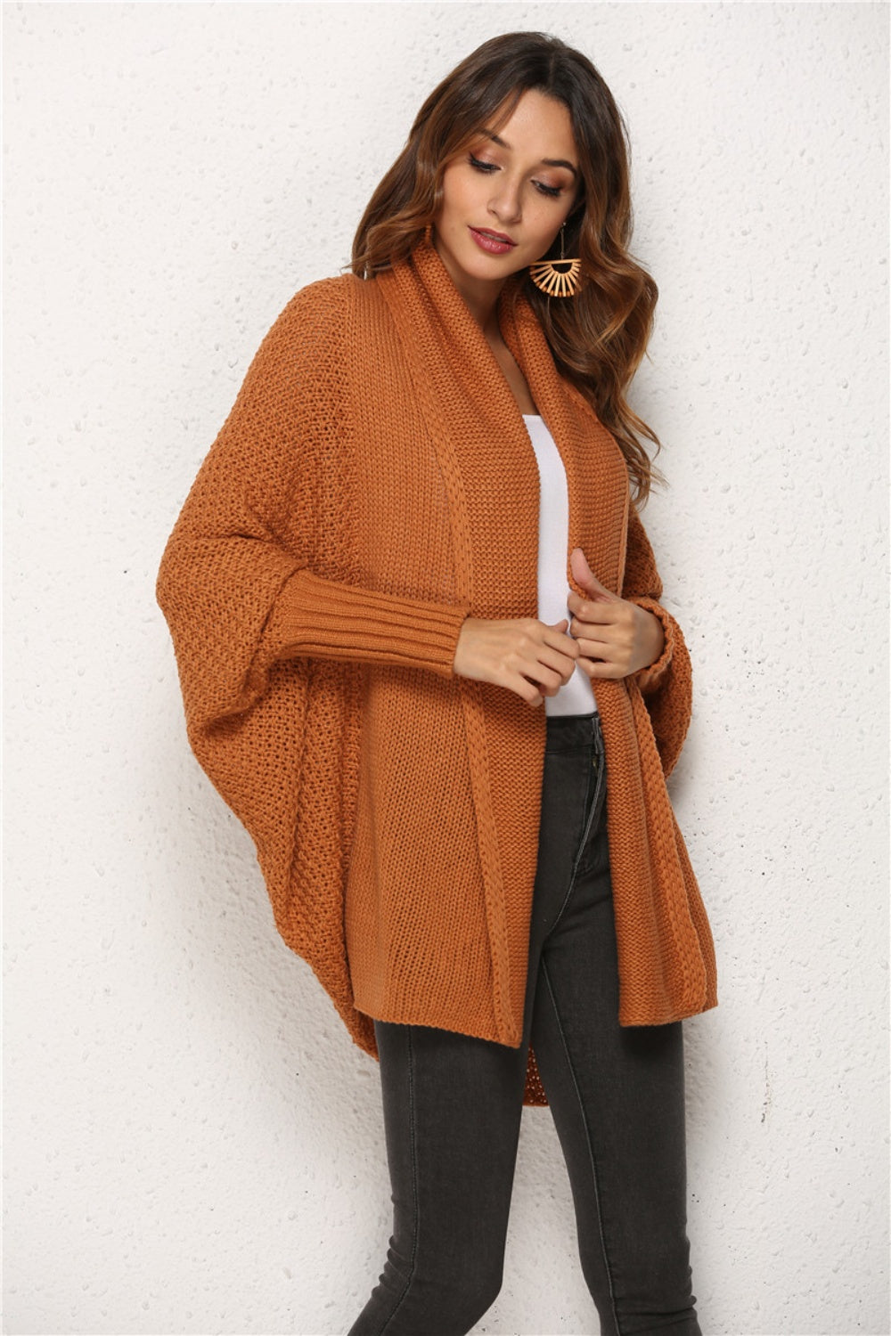 Open Front Batwing Sleeve Cardigan