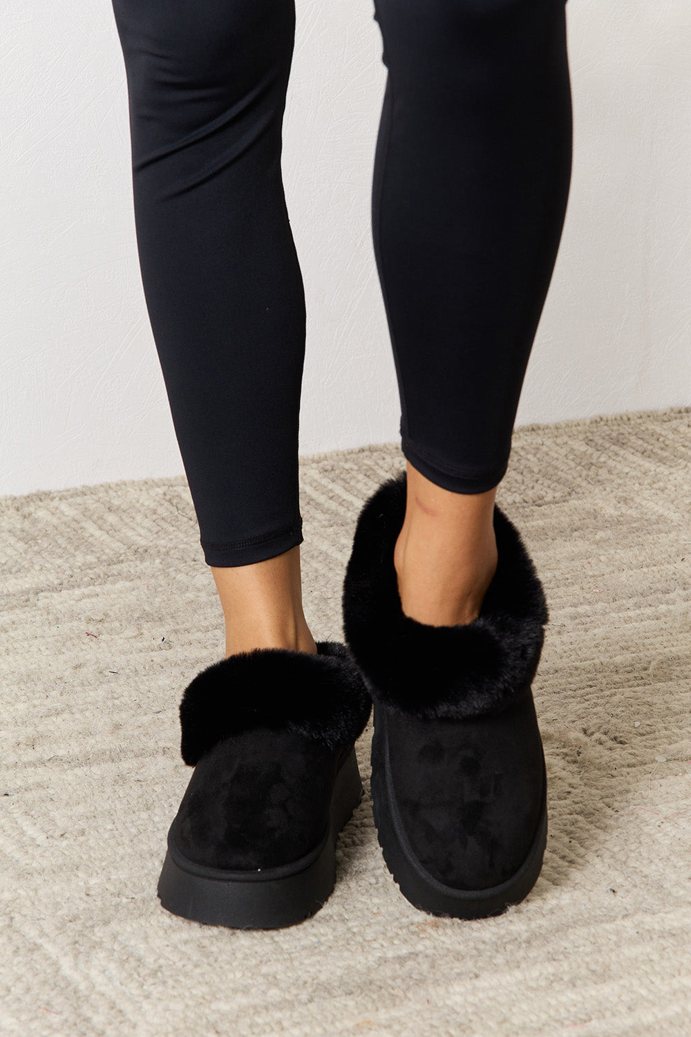 Furry Chunky Platform Ankle Boots