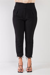 Plus Black High-waisted Classic Pegged Pants