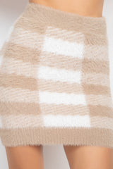 Plaid High-rise Fuzzy Mini Skirt