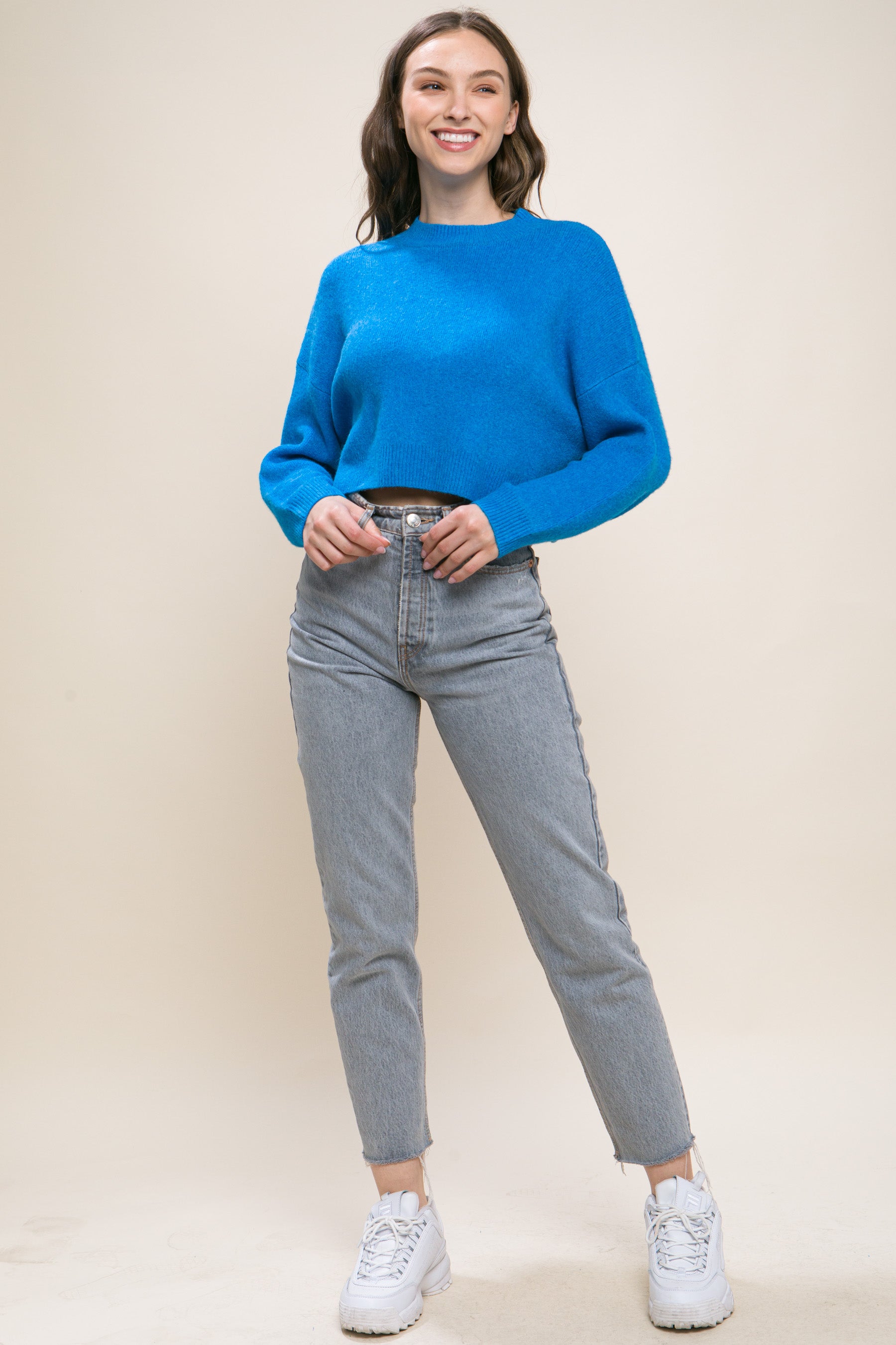 Wool Blend Cropped Sweater Top