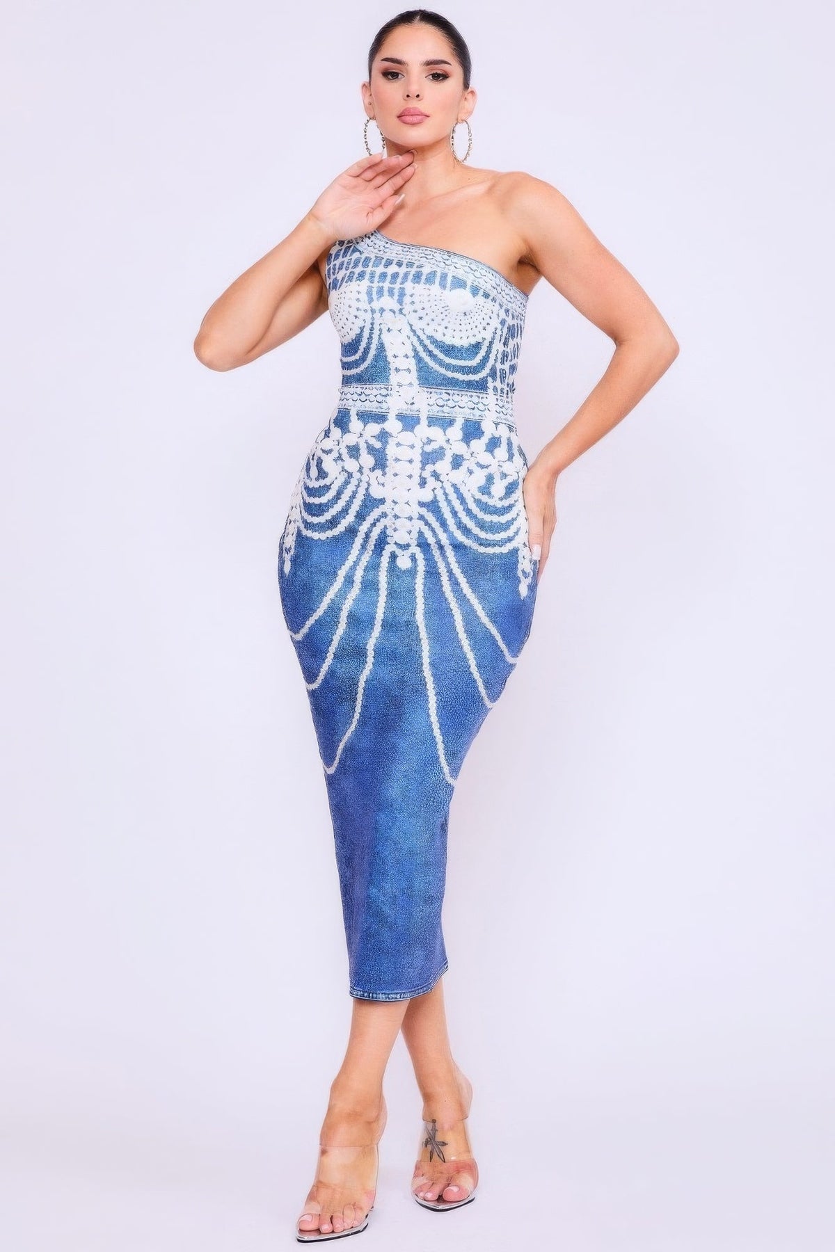 Chandelier Denim Print Dress