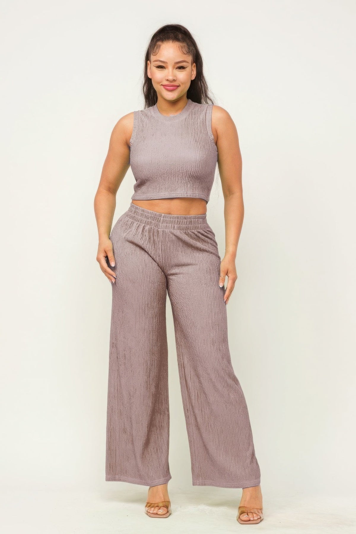 Crop Top And Wide Pants Set