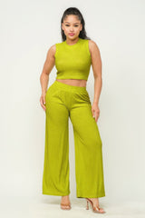 Crop Top And Wide Pants Set