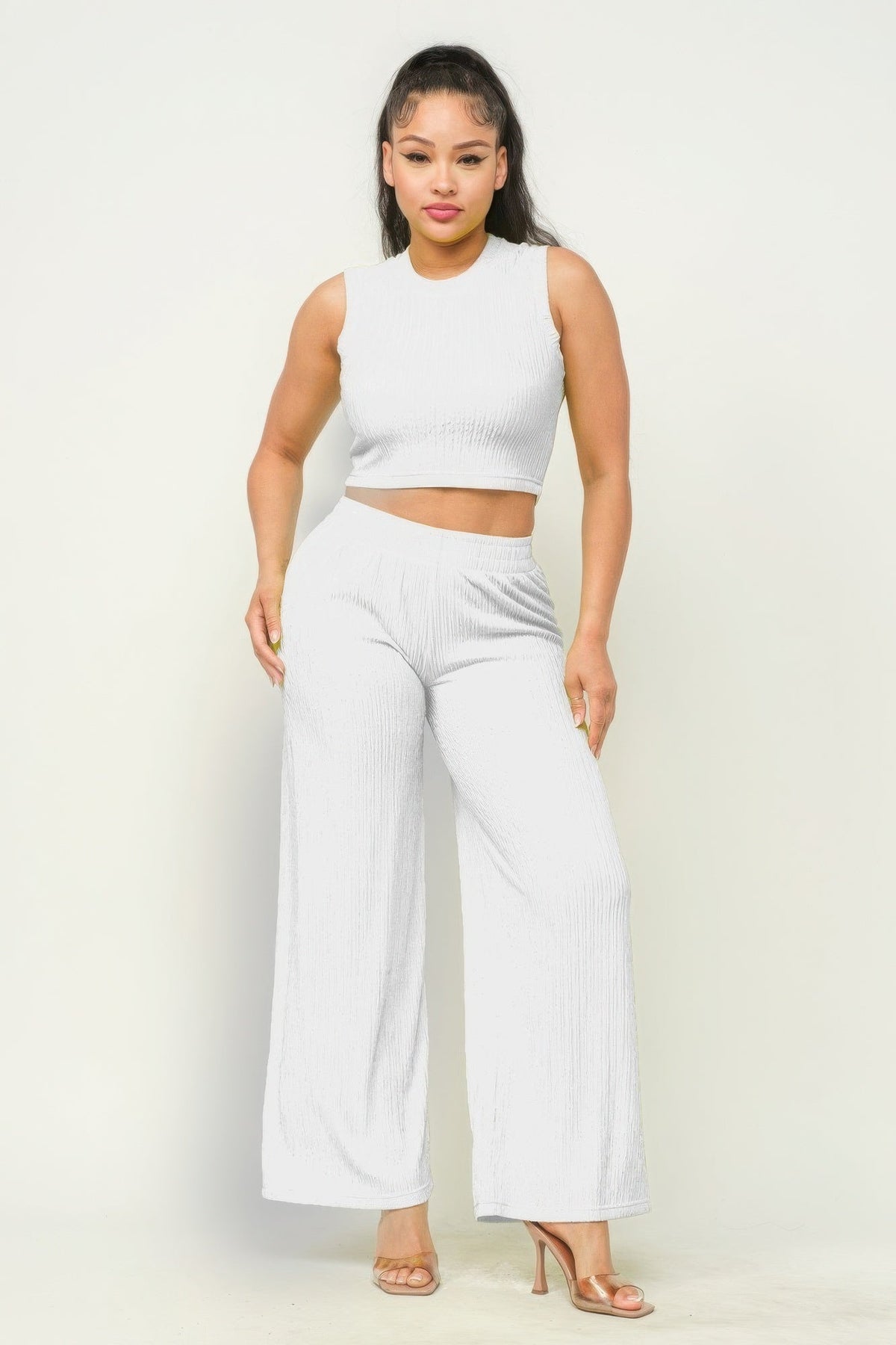 Crop Top And Wide Pants Set