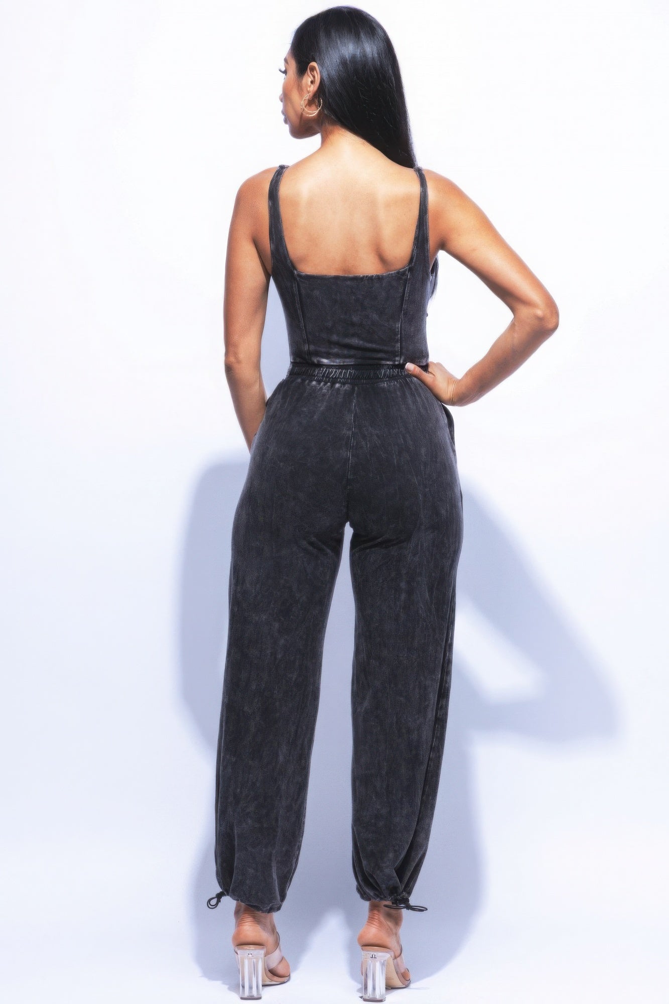 Washed Jumpsuit With Adjustable Ankle