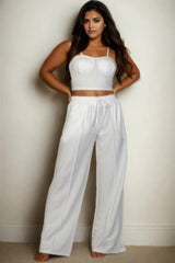 Bustier Crop Cami Top & Slant Pocket Straight Pants