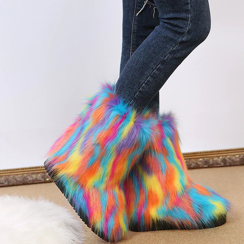 Warm and Furry Faux Snow Boots