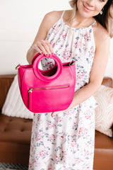 Coco Circle Handle Bag In Electric Magenta