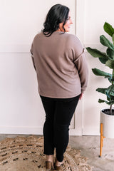 Oversized Long Sleeve Top With Exposed Seams In Light Mocha