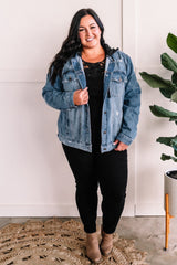 Denim Jacket With Black Detachable Hood