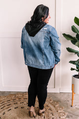 Denim Jacket With Black Detachable Hood