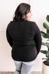 Collared Long Sleeve Top In Black