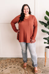 Soft Touch V Neck Top In Amber Glow 11.22