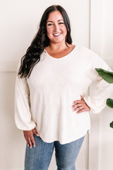 Ultra Soft Herringbone Detail Knit Top In French Vanilla