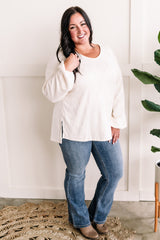 Ultra Soft Herringbone Detail Knit Top In French Vanilla