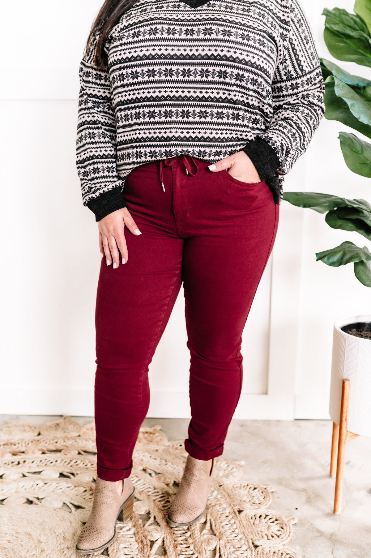 Scarlet Denim Cuffed Joggers By Judy Blue Jeans