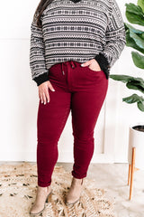 Scarlet Denim Cuffed Joggers By Judy Blue Jeans