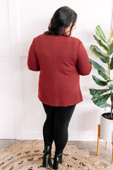 Textured Blazer With Pockets In Lingonberry