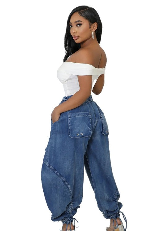 CHRISTA HAREM STYLE DENIM PANTS