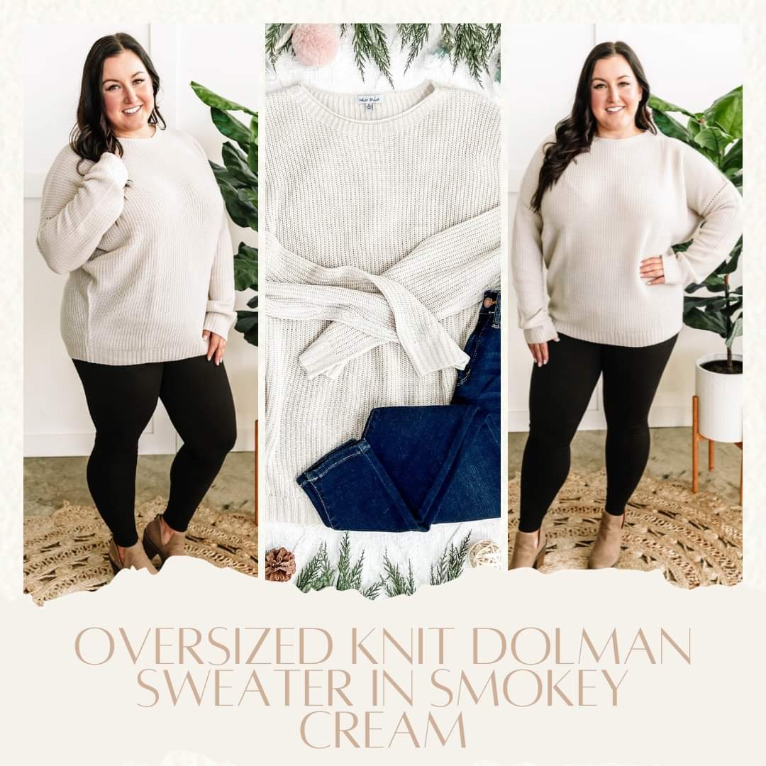 Oversized Knit Dolman Sweater In Smokey Cream