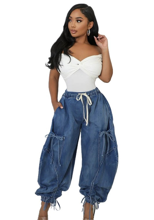 CHRISTA HAREM STYLE DENIM PANTS