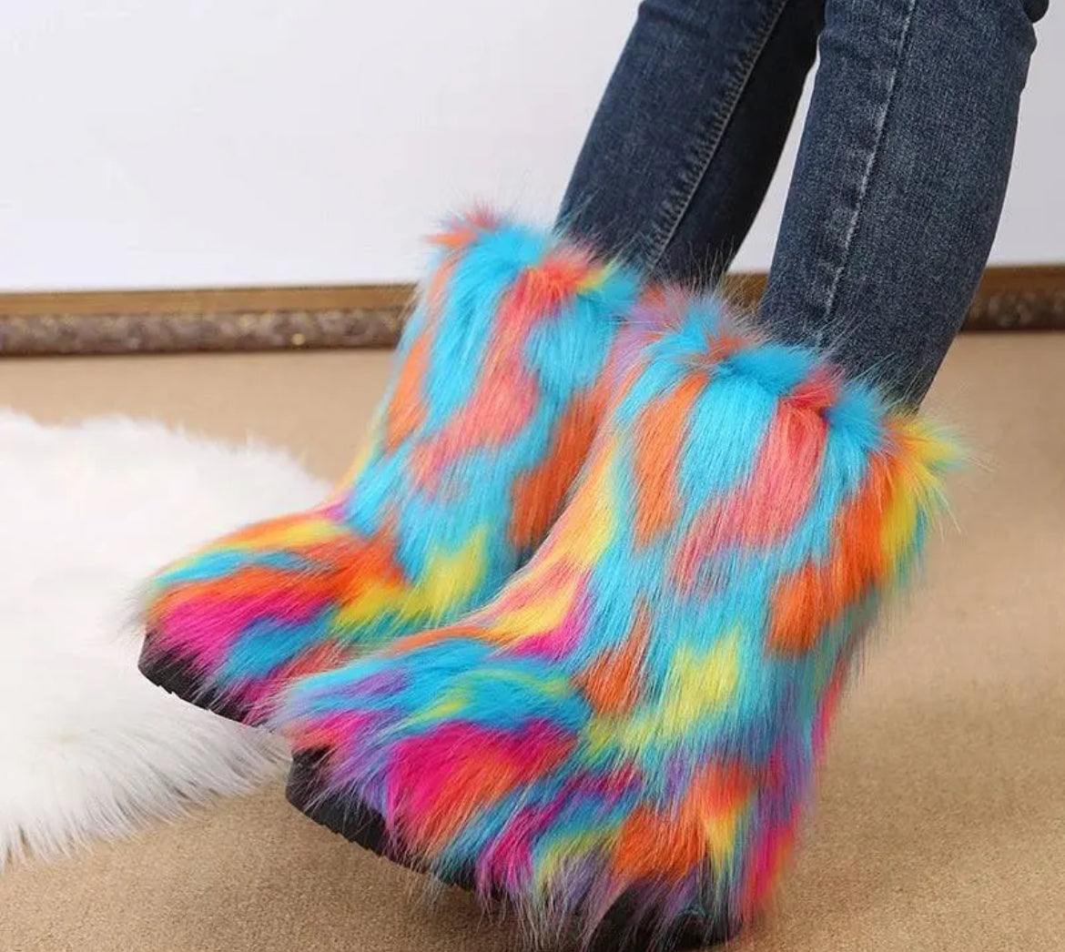 Warm and Furry Faux Snow Boots