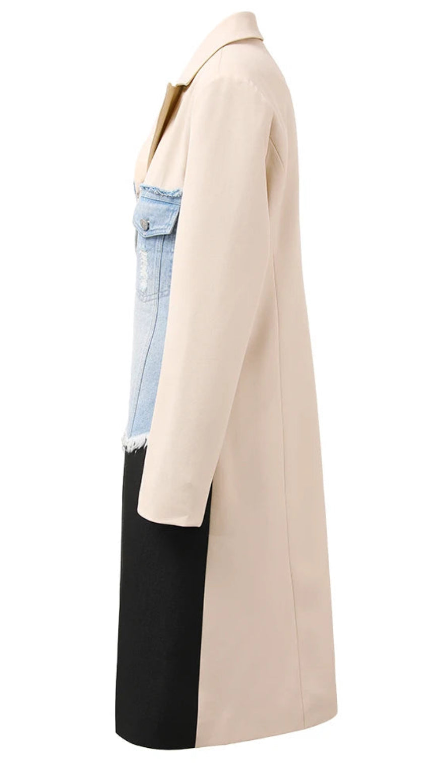 Colorblock Ripped Cardigan Coat