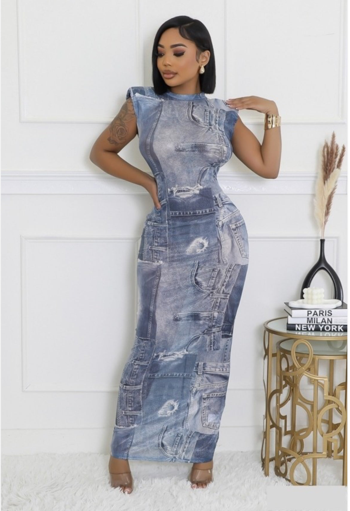 Jess Denim Print Dress