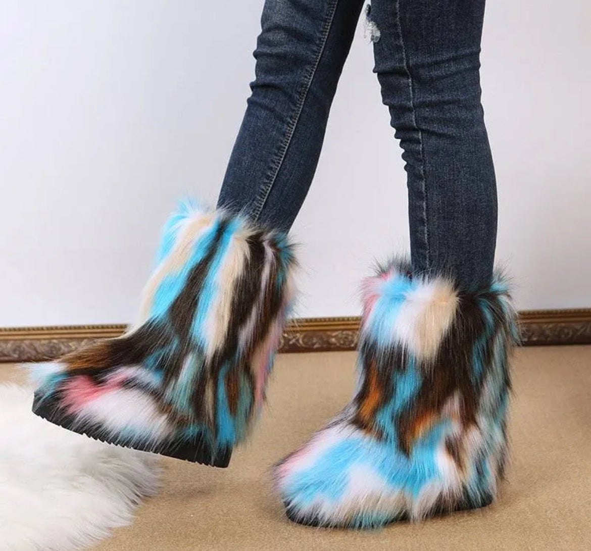 Warm and Furry Faux Snow Boots