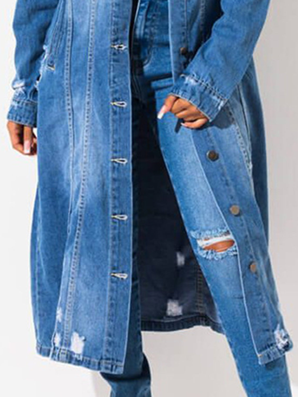 Duster Denim Raw Hem Jacket