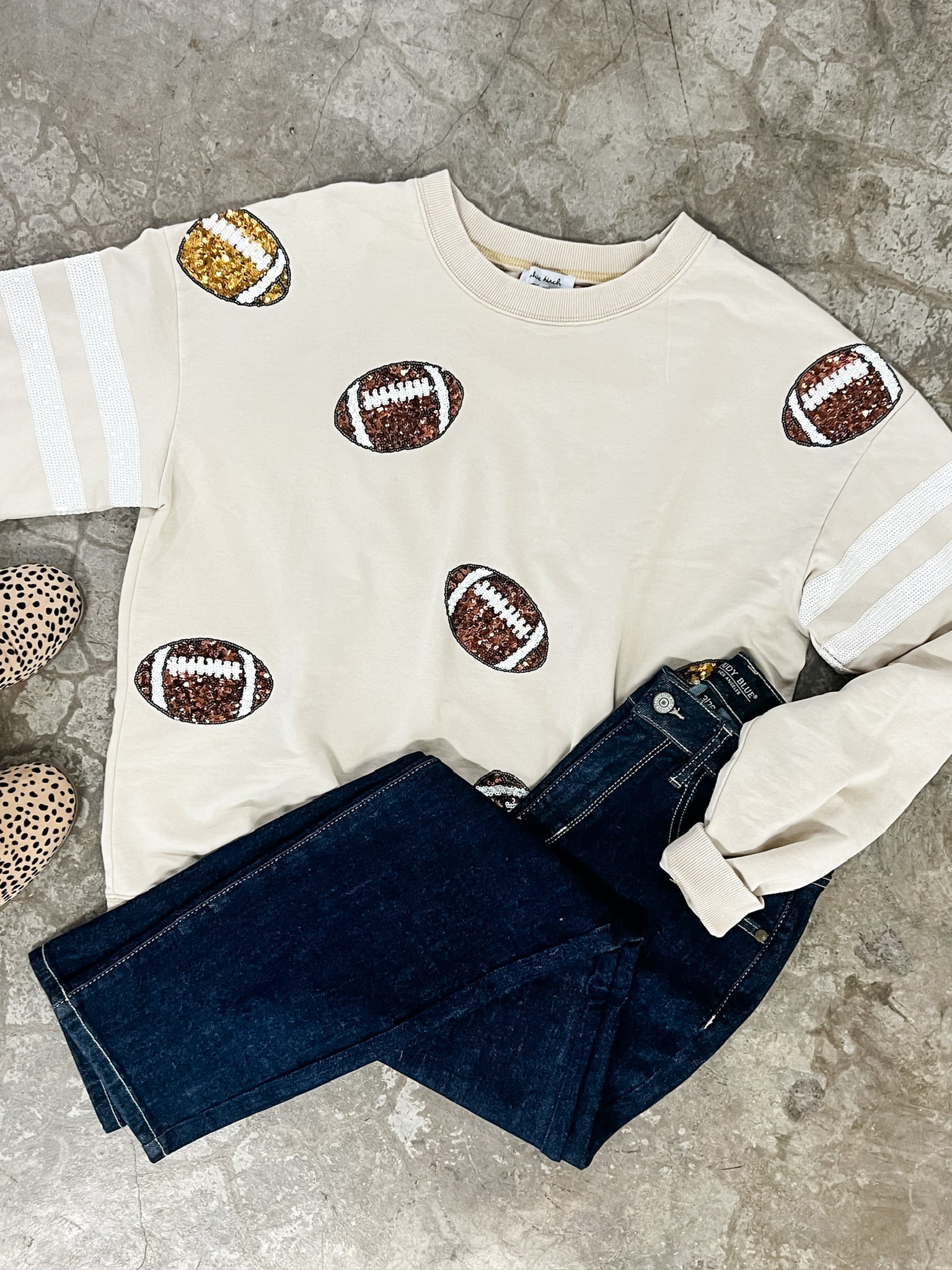 Pullover Sweatshirt In Football Sequins